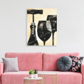 Wijnflesje met twee glazen glazen canvas afdruk (Insitu (Woonkamer))