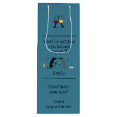 Wijnflesje tussen Friends Funny Cat Wijn Cadeautas (Voorkant)