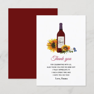 wijnflesje zonnebloem dank je creditcard bedankkaart