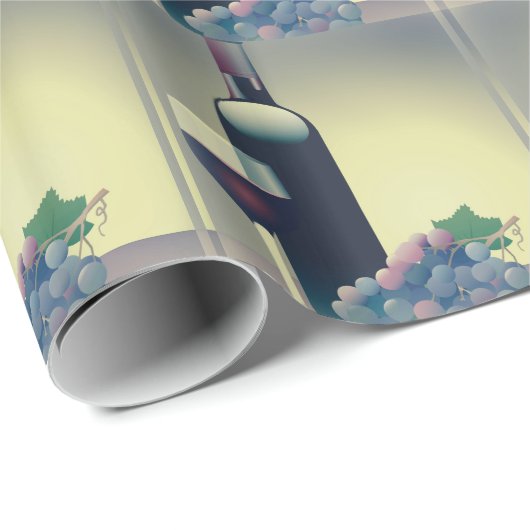 Wijnflesjes en -druiven, ontwerppapier voor het op cadeaupapier (Rol Hoek)