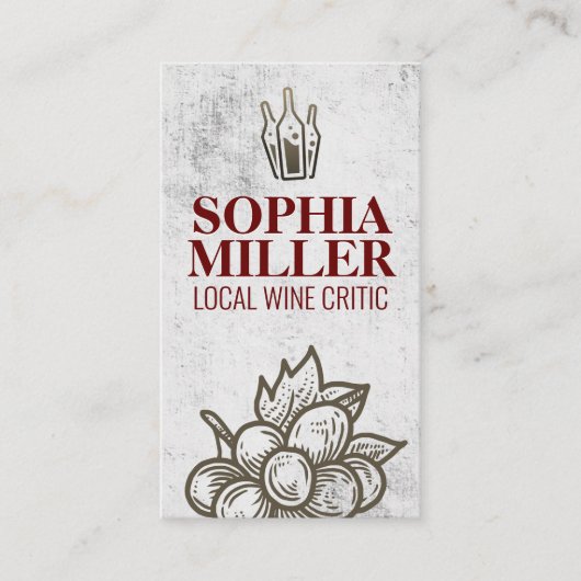 Wijnflesjes en druivensap visitekaartje (Voorkant)