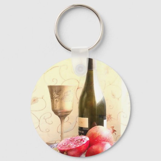 Wijnflesjes en -pomegranaten sleutelhanger (Voorkant)