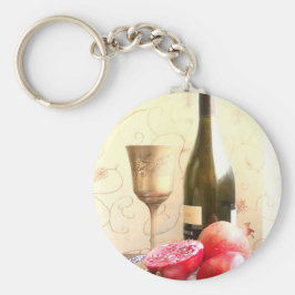 Wijnflesjes en -pomegranaten sleutelhanger