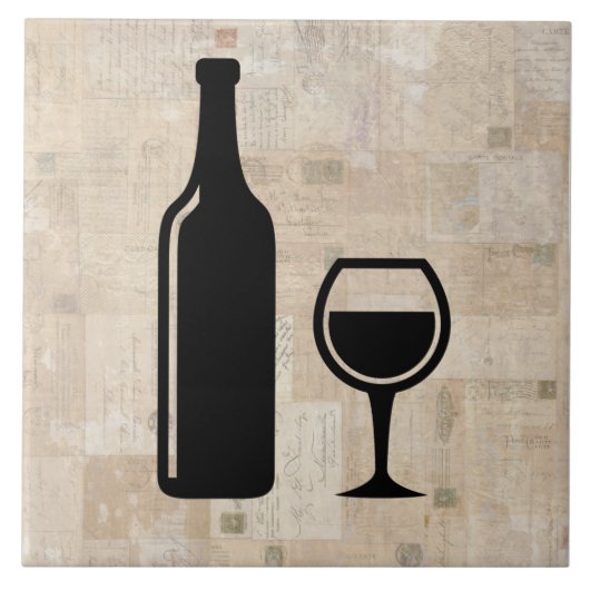 Wijnflesjes en wijnglazen Antiek  zegels Tegeltje (Voorkant)