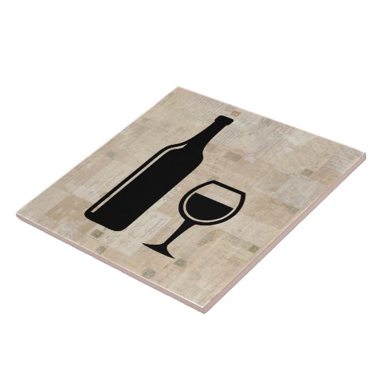 Wijnflesjes en wijnglazen Antiek  zegels Tegeltje (Zijkant)