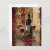 Wijnflesjes en wijnglazen briefkaart (Voorkant / Achterkant)