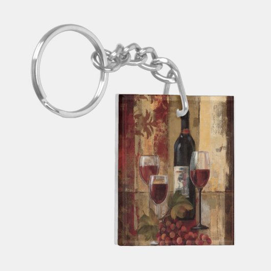 Wijnflesjes en wijnglazen sleutelhanger (Voorkant Links)