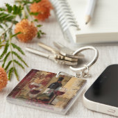 Wijnflesjes en wijnglazen sleutelhanger (Voorkant Rechts)