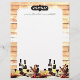 Wijnflesjes gourmet, menu diner letterhead