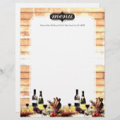 Wijnflesjes gourmet, menu diner letterhead (Voorkant / Achterkant)
