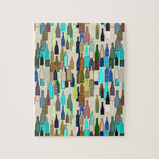 Wijnflesjes met meerdere kleuren, beige achtergron legpuzzel (Verticaal)