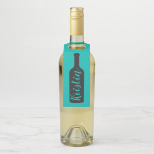 Wijnflesjesetiket met Label met flesje, Silhouette