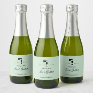 Wijnfleslabel Thanksgiving Sagegroen Sparkling Wijnetiket