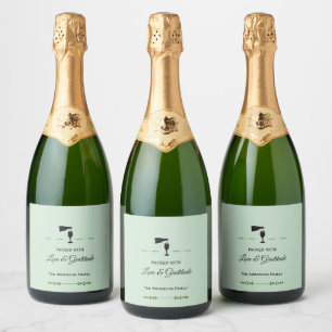 Wijnfleslabel Thanksgiving Sagegroen Sparkling Wijnetiket