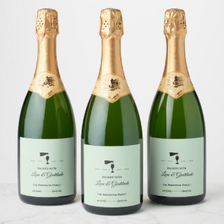 Wijnfleslabel Thanksgiving Sagegroen Sparkling Wijnetiket