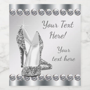 Wijnfleslabels met hoge hak schoenen wijn etiket