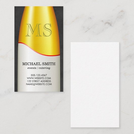 Wijnflesmonogram Visitekaartje (Voorkant / Achterkant)