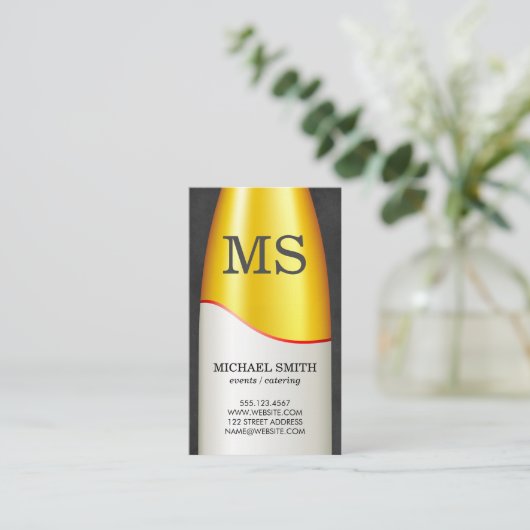 Wijnflesmonogram Visitekaartje (Staand voorkant)