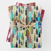 Wijnflespatroon, roest, beige en Bourgogne Inpakpapier Vel (In situ)