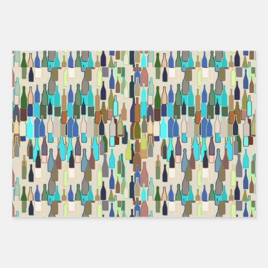 Wijnflespatroon, roest, beige en Bourgogne Inpakpapier Vel (Voorkant)