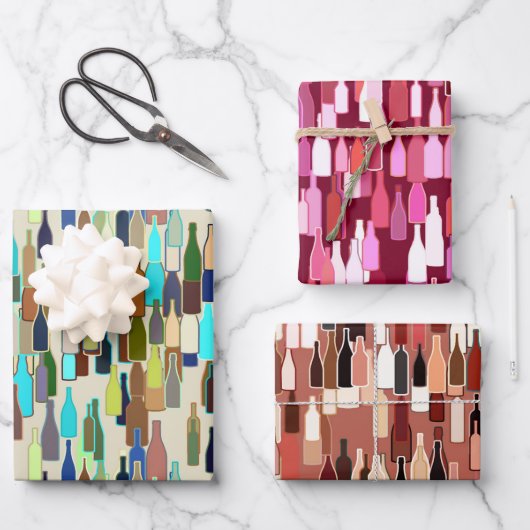 Wijnflespatroon, roest, beige en Bourgogne Inpakpapier Vel (Voorkant)