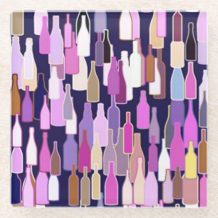 Wijnflessen, donkerblauwe achtergrond glazen onderzetter