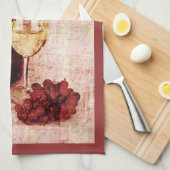 Wijnflessen, druiven en wijnglas theedoek (Quarter Fold)
