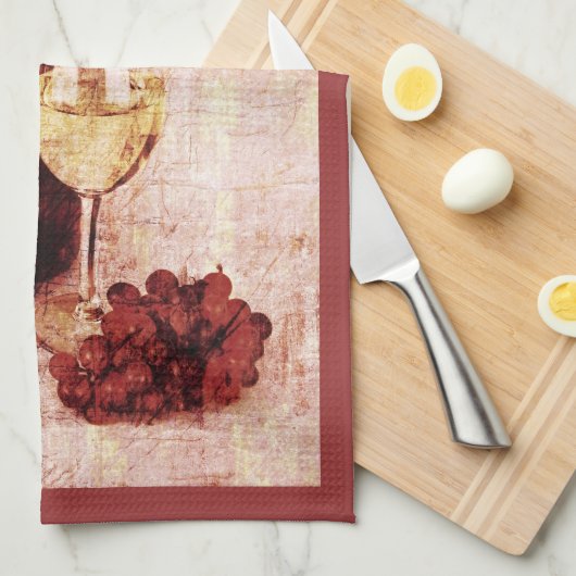 Wijnflessen, druiven en wijnglas theedoek (Quarter Fold)