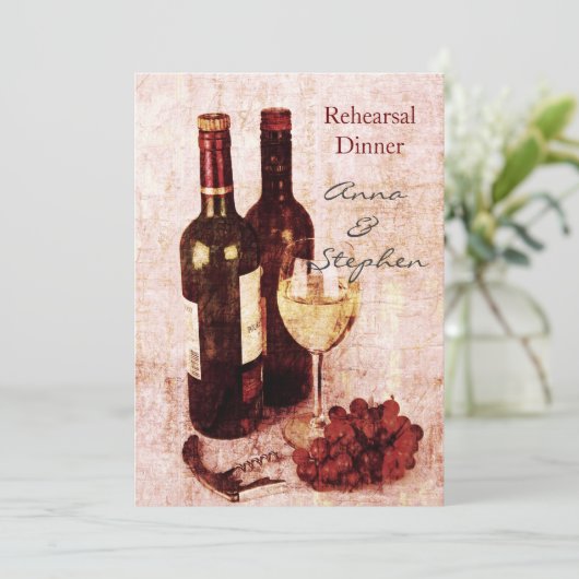 Wijnflessen, druiven, schroefdraad en glas kaart (Staand voorkant)