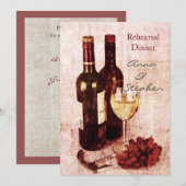 Wijnflessen, druiven, schroefdraad en glas kaart (Voorkant / Achterkant)