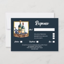 Wijnflessen druiven waterverf wijnmakerij wijngaar RSVP kaartje