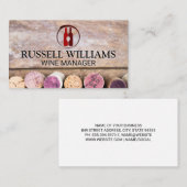 Wijnflessen en glas | Kurken op tafel Visitekaartje (Voorkant / Achterkant)