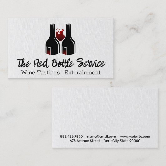 Wijnflessen en glas | Winnerij Visitekaartje (Voorkant / Achterkant)
