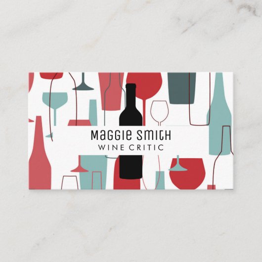 Wijnflessen en glaswerk patroon visitekaartje (Voorkant)
