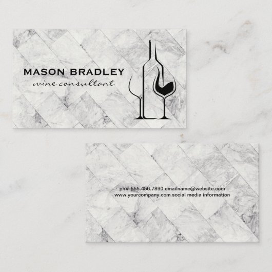 Wijnflessen en glaswerk | wijnmakerij visitekaartje (Voorkant / Achterkant)