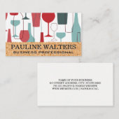Wijnflessen en glazen patroon visitekaartje (Voorkant / Achterkant)