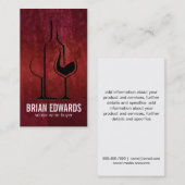 Wijnflessen en glazen | Rode textuur Visitekaartje (Voorkant / Achterkant)