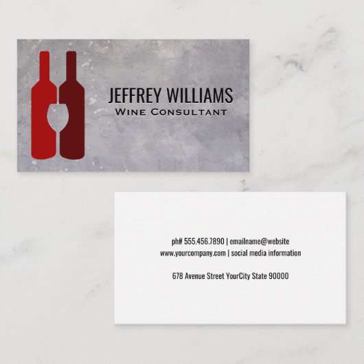 Wijnflessen en glazen Visitekaartje (Voorkant / Achterkant)