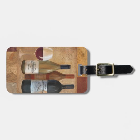 wijnflessen en wijnglas bagagelabel (Voorkant horizontaal)