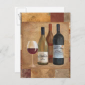 wijnflessen en wijnglas briefkaart (Voorkant / Achterkant)