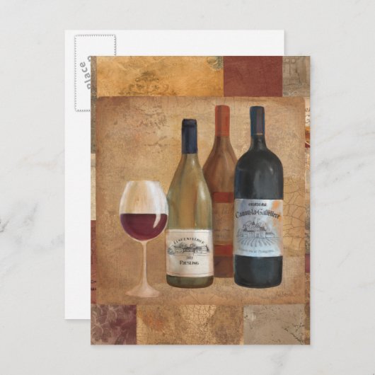 wijnflessen en wijnglas briefkaart (Voorkant / Achterkant)