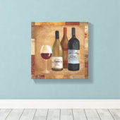 wijnflessen en wijnglas canvas afdruk (Insitu (Houten vloer))