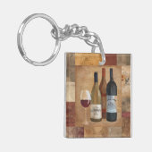 wijnflessen en wijnglas sleutelhanger (Voorkant Links)