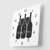 Wijnflessen glas "Wijntijd" Ontwerpwandklok Vierkante Klok (Hoek)