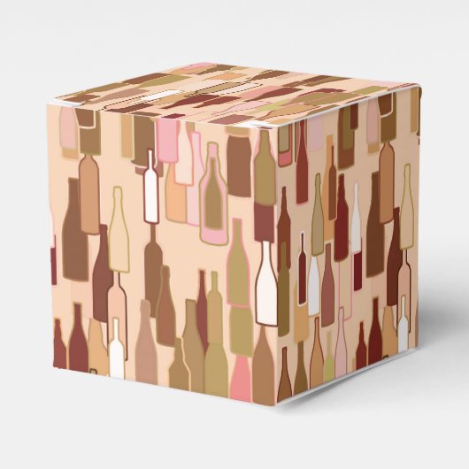 Wijnflessen, grondkleuren, lichte koraalachtergron bedankdoosjes (Voorkant Zijde)