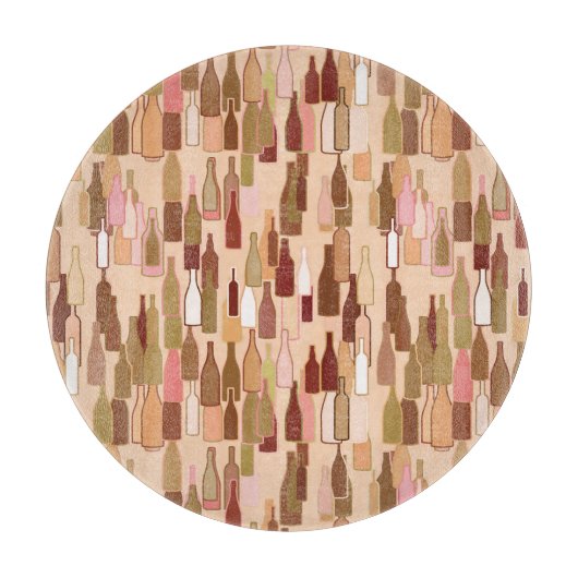 Wijnflessen, grondkleuren, lichte koraalachtergron snijplank (Voorkant)