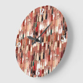 Wijnflessen, grondkleuren, teracoatachtergrond grote klok (Hoek)