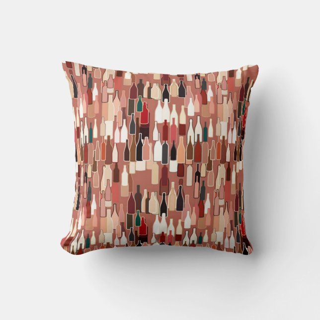 Wijnflessen, grondkleuren, teracoatachtergrond kussen (Voorkant)