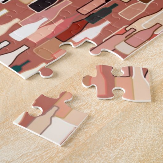 Wijnflessen, grondkleuren, teracoatachtergrond legpuzzel (Zijkant)