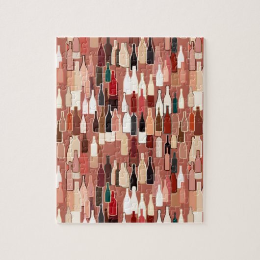 Wijnflessen, grondkleuren, teracoatachtergrond legpuzzel (Verticaal)